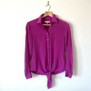 BANANA REPUBLIC 100% Silk Fuchsia Sheer Blouse - Women's S/4